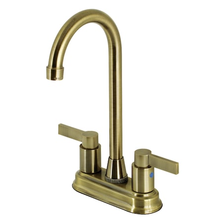 Kingston Brass KB8493NDL 4-Inch Centerset Bar Faucet, Antique Brass KB8493NDL